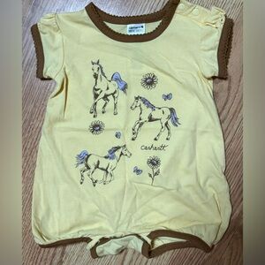 Carhartt Kids Yellow Horse Graphic Onesie Size 3 Months Great Condition